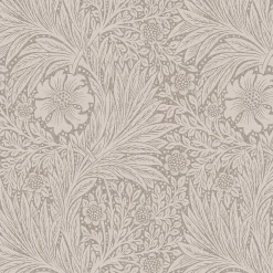 Papier peint vinyle intissé fleuri effet métallique beige crème L.1000 x l.52 cm Marigold-William Morris Clearance