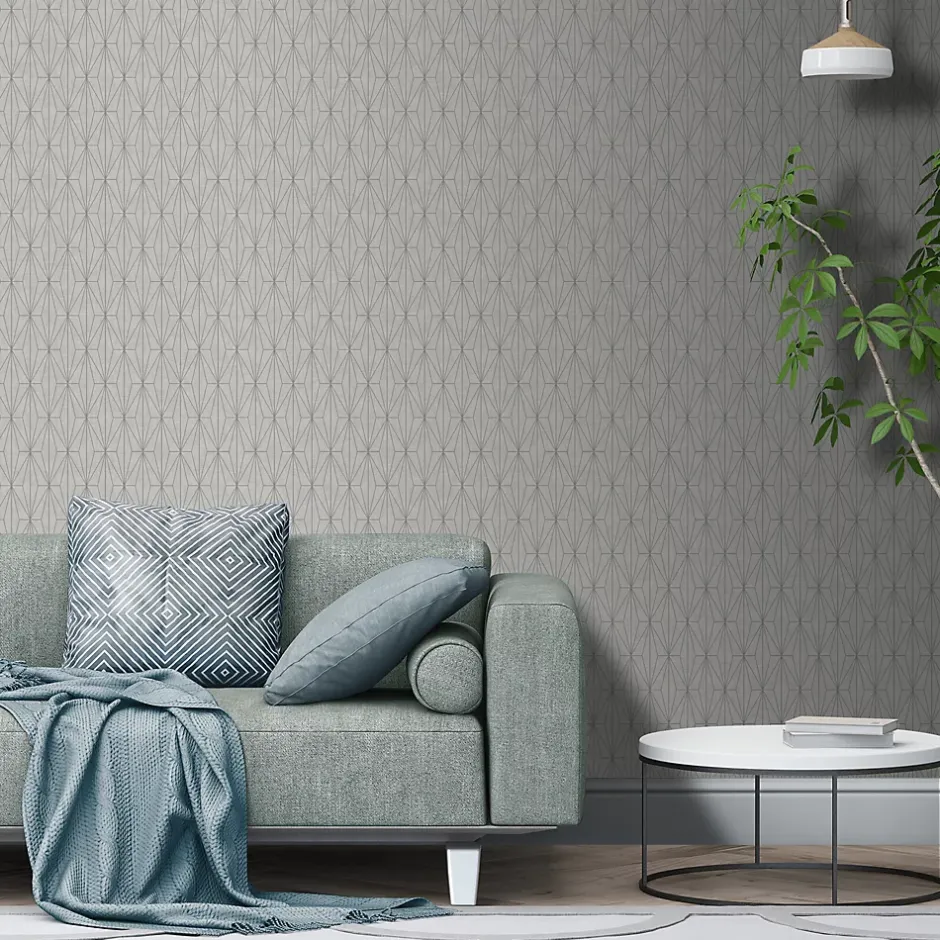 GoodHome Papier peint Vinyle Intissé Aytasi argent