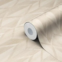 GoodHome Papier peint vinyle intissé Cassata imprimé géométrique beige L.1000 x l.53cm