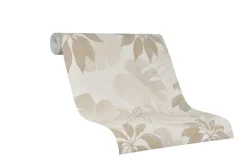 Papier peint vinyle intissé feuillage beige L.1001 x l.53cm