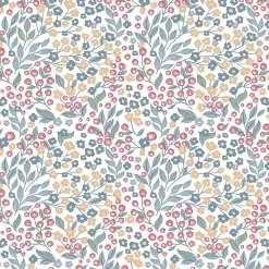 Ugepa Papier peint vinyle intissé fleuri liberty Mini darla rose, vert, jaune L.1005 x l.53cm