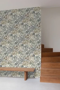 Papier peint vinyle intissé fleuri Alice bleu L.1005 x l.53cm-Grandeco New