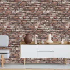 GoodHome Papier Peint Vinyle Intissé Hamat rouge