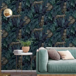 Papier peint Vinyle Intissé Onax Sarcelle-GoodHome