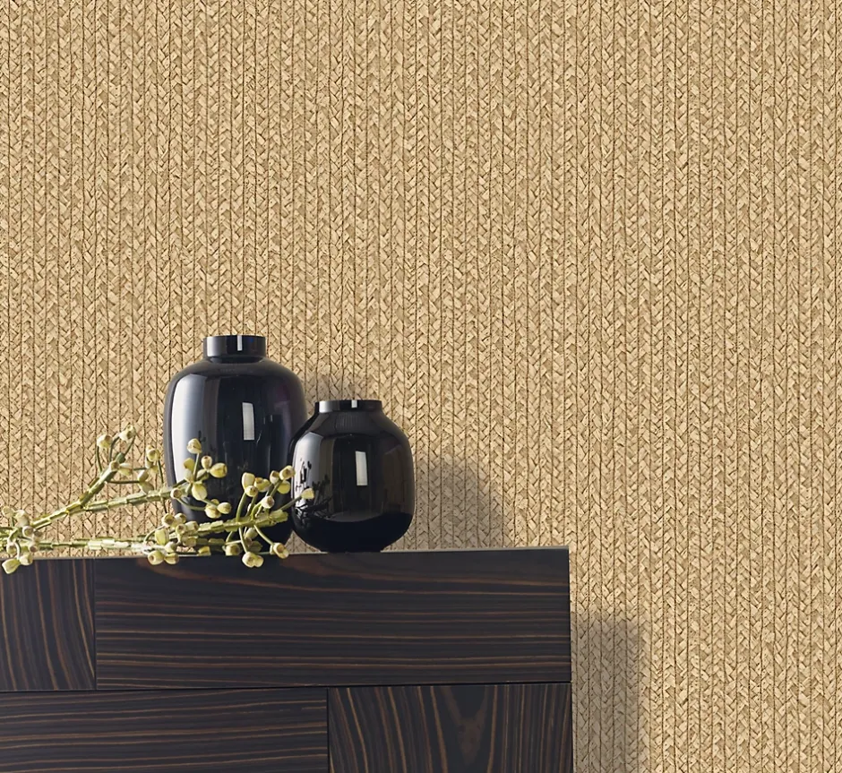 Papier peint vinyle intissé imitation jonc de mer tressé L.1001 x l.53 cm-