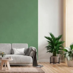 Papier peint vinyle intissé uni aspect tissu vert L.1005 x l.53cm , Mythe-GoodHome Best