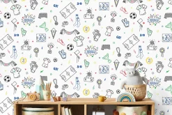 Papier peint vinyle intissé enfant football multicouleurs L. 1005 x l. 53cm-Ugepa Outlet