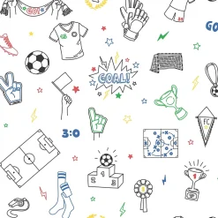Papier peint vinyle intissé enfant football multicouleurs L. 1005 x l. 53cm-Ugepa Outlet