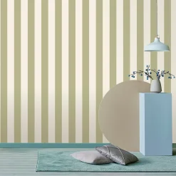Papier peint vinyle intissé à coller rayures vert L.10 05 x l.53cm-Lutece New