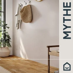 Papier peint vinyle intissé uni aspect tissu beige L.1005 x l.53cm , Mythe-GoodHome Online