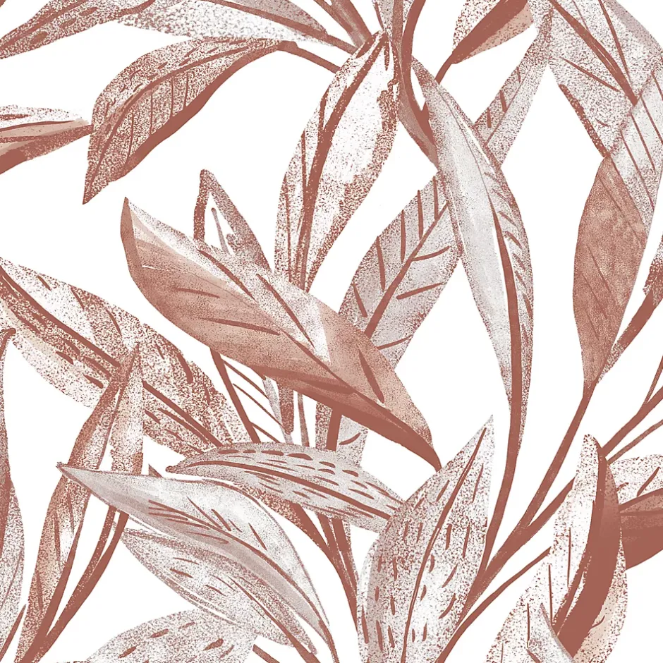 GoodHome Papier peint vinyle intissé Cicillo feuillage terracotta L.1000 x l.53cm