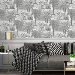 GoodHome Papier peint Vinyle Intissé Onyk gris