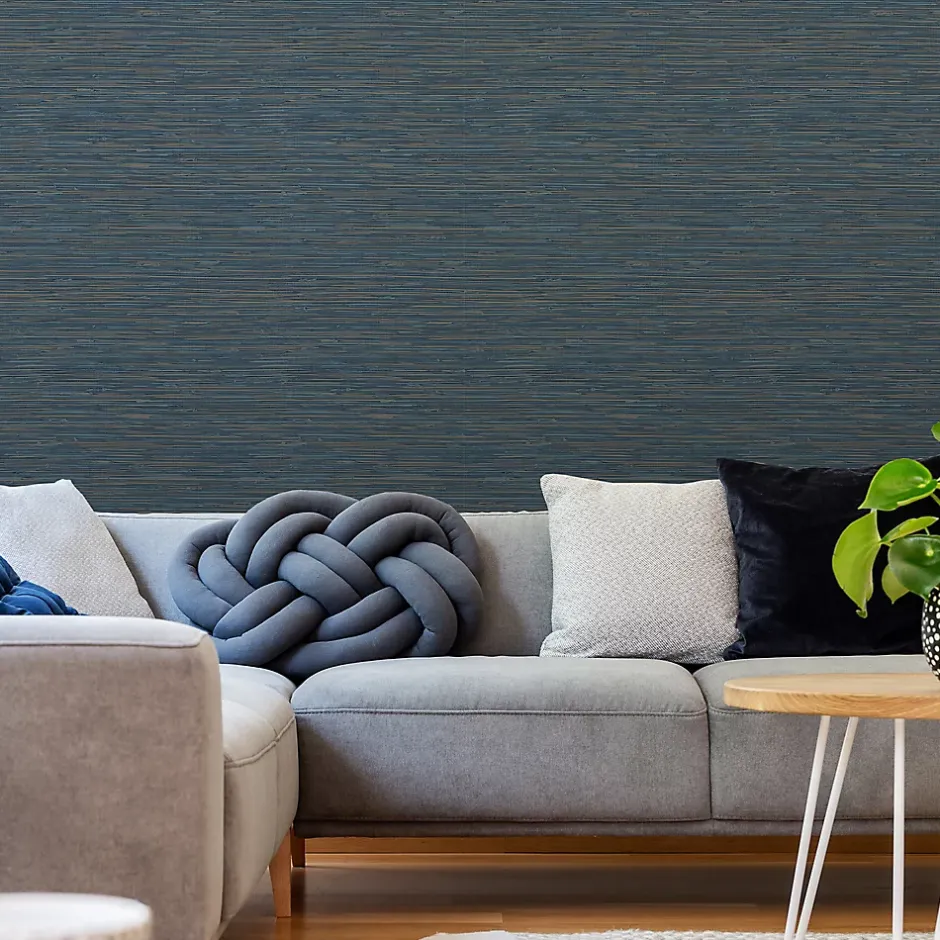 GoodHome Papier peint vinyle intissé Meroe bleu foncé