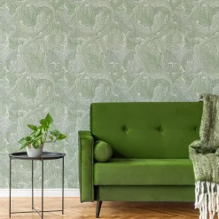 William Morris Papier peint vinyle intissé feuillage vert L.1000 x l.52 cm Acanthus