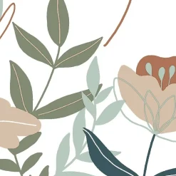 Papier peint vinyle intissé fleuri Naive flowers, bleu terracotta L.1005 x l.53cm Lutèce-Lutece Online