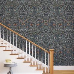 Papier vinyle intissé fleuri, fleurs de prunellier bleu L.1000 x l.52 cm Blackstorn-William Morris Discount