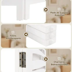 Giantex Paravent Interieur 121 x 170 cm, Motifs Feuille, Separateur de Pieces pour Chambre à Coucher, Balcon, Blanc