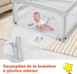 Parc Bébé 10 Mois à 6 Ans Parc Bebe en maille avec Balles Centre activités de Parc Enfant Gris-Giantex New