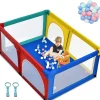Giantex Parc Bébé 10 Mois à 6 Ans Parc Bebe en maille avec Balles et 4 Anneaux Centre activités de Parc Enfant Multicolore