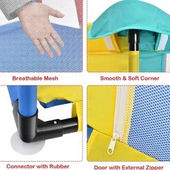 Giantex Parc Bébé 10 Mois à 6 Ans Parc Bebe en maille avec Balles et 4 Anneaux Centre activités de Parc Enfant Multicolore