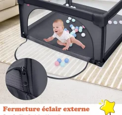 Parc Bébé 10 Mois à 6 Ans Parc Bebe en maille avec Balles Centre activités de Parc Enfant Gris Foncé-Giantex Sale