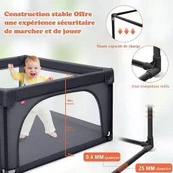 Parc Bébé 10 Mois à 6 Ans Parc Bebe en maille avec Balles Centre activités de Parc Enfant Gris Foncé-Giantex Sale
