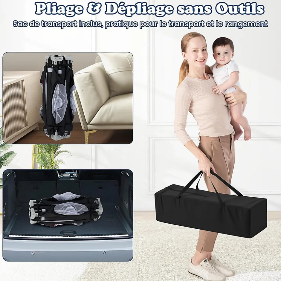 Giantex Parc Bebe Pliable avec 50 Balles Océaniques, 150 x 150 x 76,5 cm, Parc Enfant sans BPA pour Tout-petits, Filet Respirant, Gris