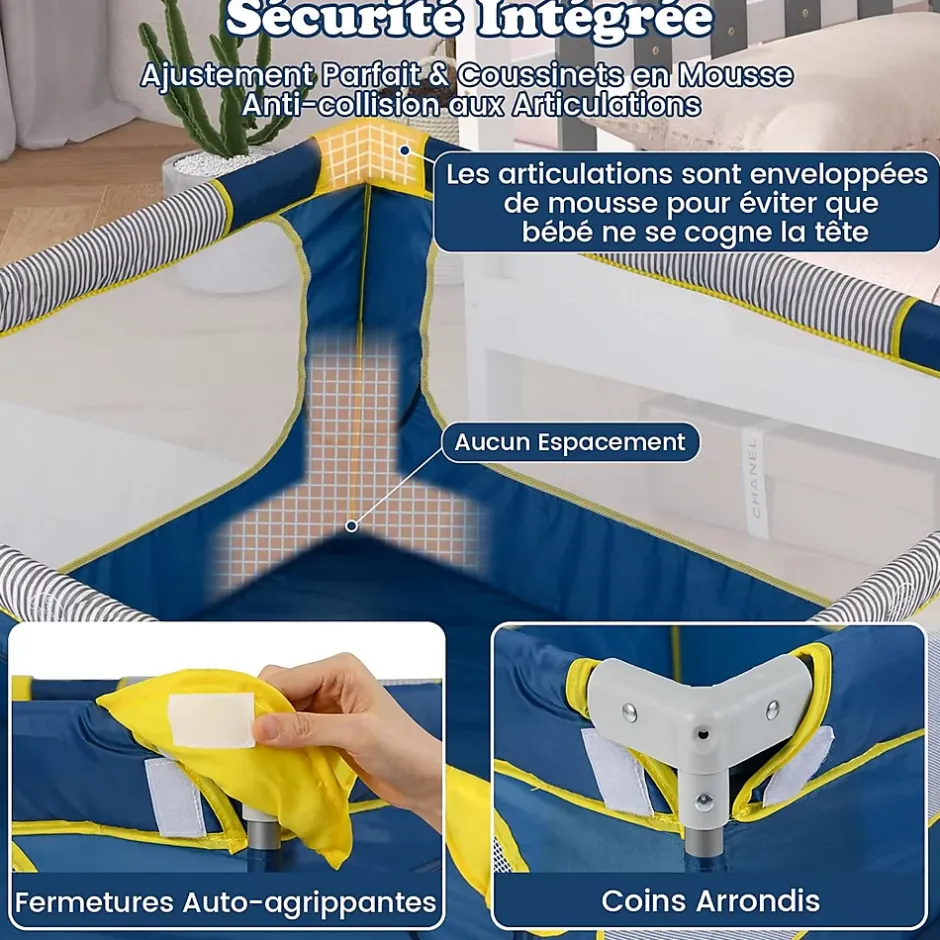 Giantex Parc Bebe Pliable 127x127cm, Parc Enfant Modulable avec 50 Balles Océaniques, 4 Poignées, Maille Respirante, Bleu