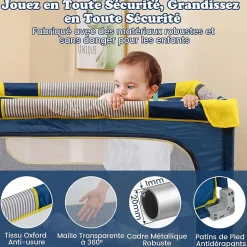 Giantex Parc Bebe Pliable 127x127cm, Parc Enfant Modulable avec 50 Balles Océaniques, 4 Poignées, Maille Respirante, Bleu
