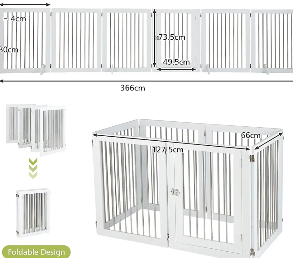 Giantex Parc Pliable pour Animaux de Compagnie, Enclos pour Chien avec 6 Panneaux en Bois et en Tube d'Acier Inoxydable