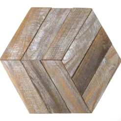 Wanda Collection Parement en teck recyclé patiné hexagonal plaque 28x24 cm