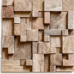 Parement mosaïque en teck recyclé naturel carré irrégulier 30cm x30cm-Wanda Collection Best