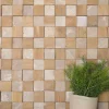 Wanda Collection Parement mural carrés pierre et teck beige 55x20 cm