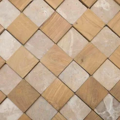 Wanda Collection Parement mural carrés pierre et teck beige 55x20 cm