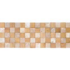 Wanda Collection Parement mural carrés pierre et teck beige 55x20 cm