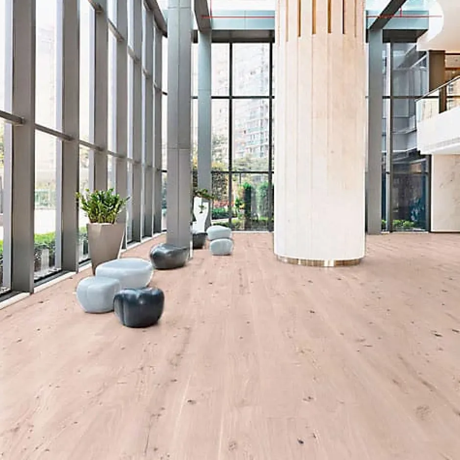 Premibel Parquet Parquet Chêne contrecollé verni brossé rustique Invisible Garden 190X14X400 à 1900mm - 4mm de couche d'usure