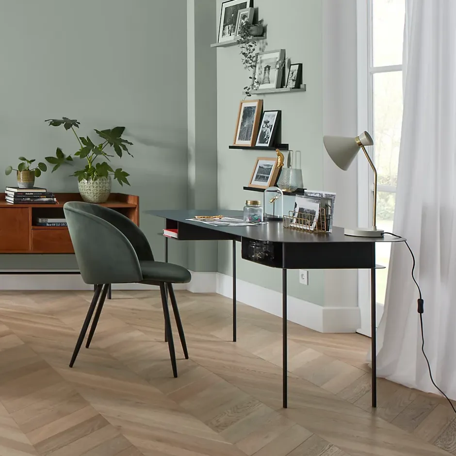 GoodHome Parquet contrecollé à coller point de hongrie en chêne Eslov finition vernis mat coloris naturel L.54 x l.9 x ép.1,4 cm