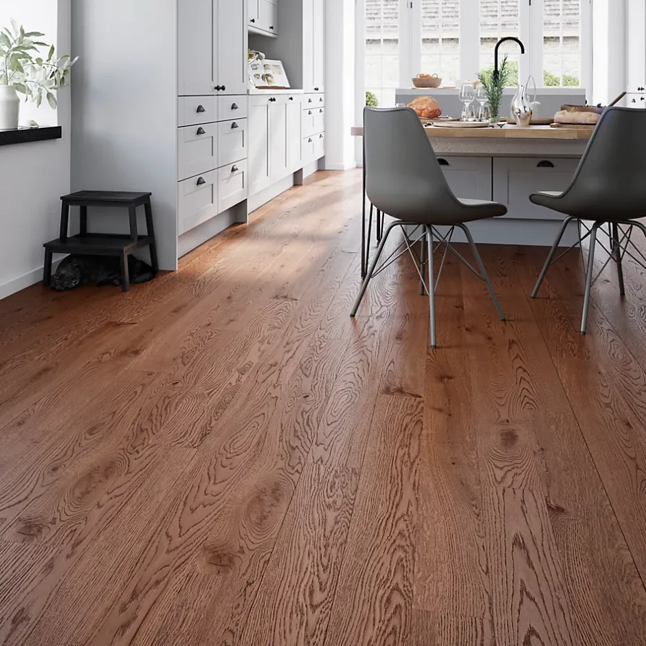 Parquet contrecollé clipsable Skara L en chêne huilé rustique compatible pièces humides-GoodHome Outlet