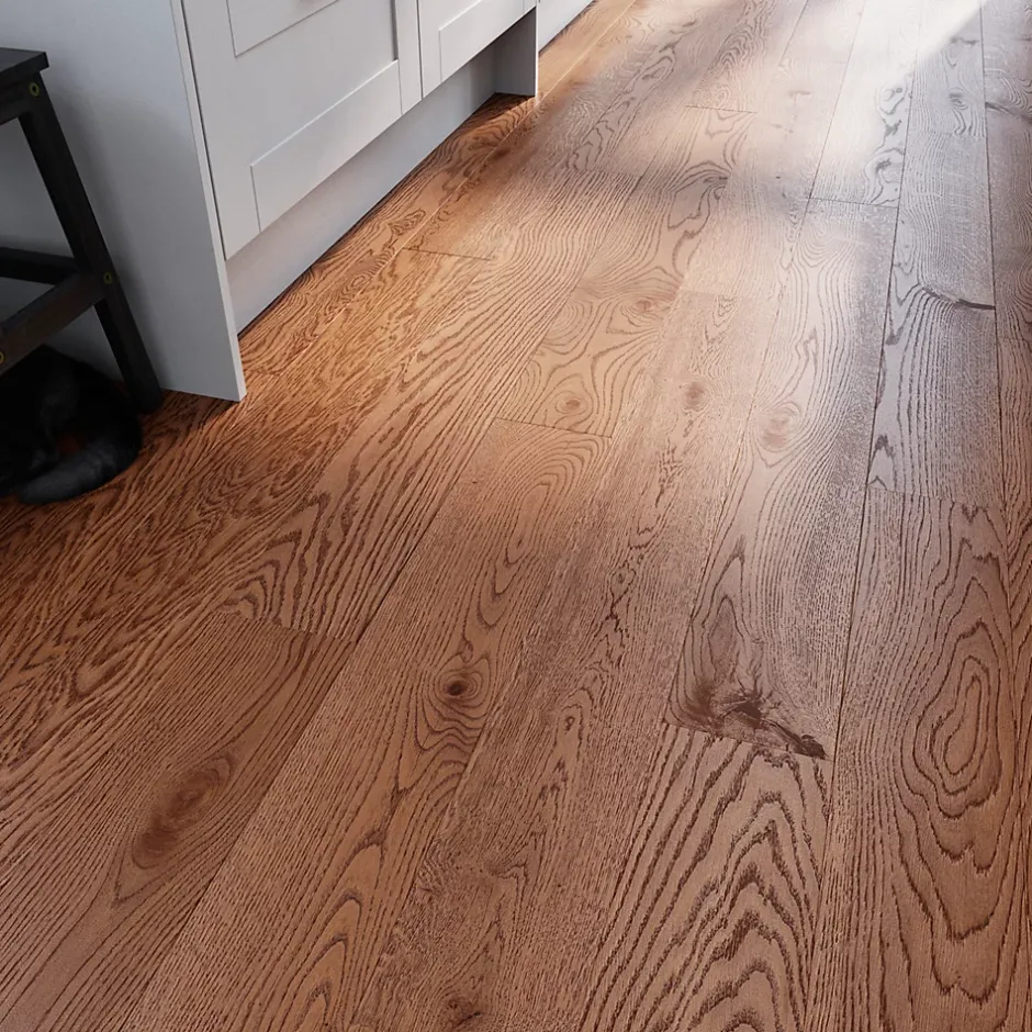Parquet contrecollé clipsable Skara L en chêne huilé rustique compatible pièces humides-GoodHome Outlet
