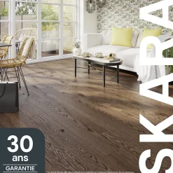 Parquet contrecollé clipsable Skara XL en chêne verni rustique-GoodHome Best