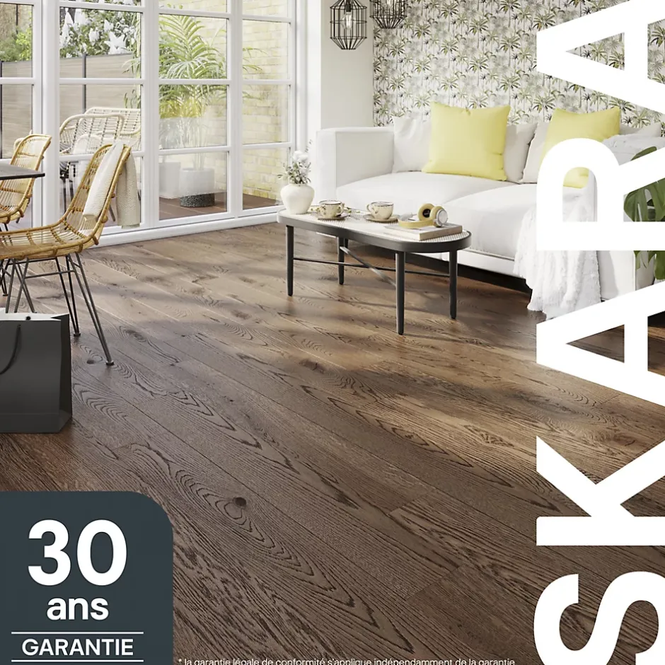 Parquet contrecollé clipsable Skara XL en chêne verni rustique-GoodHome Best