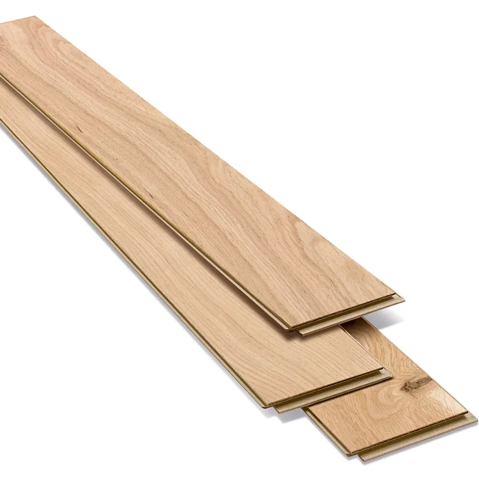 GoodHome Parquet contrecollé clipsable Padillac bâtons rompus en chêne français verni naturel