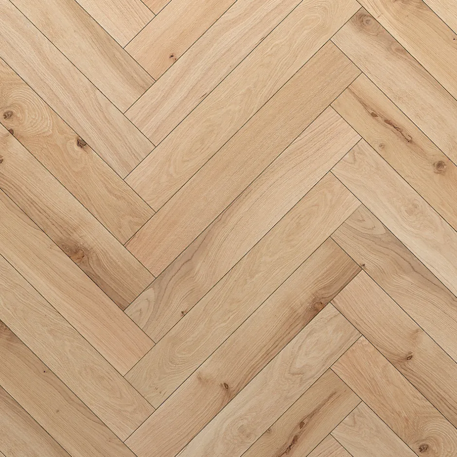 GoodHome Parquet contrecollé clipsable Padillac bâtons rompus en chêne français verni naturel