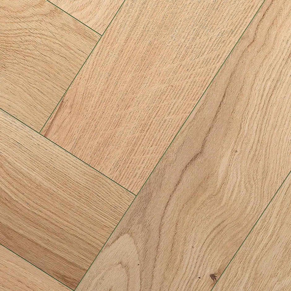 GoodHome Parquet contrecollé clipsable Padillac bâtons rompus en chêne français verni naturel