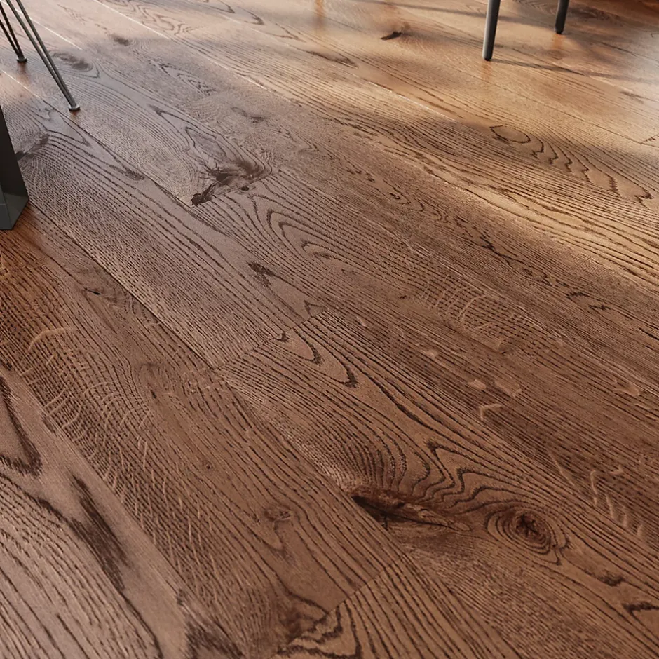 Parquet contrecollé clipsable Skara XXL en chêne huilé brun rustique-GoodHome Sale