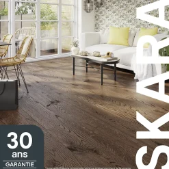 Parquet contrecollé clipsable Skara XXL en chêne huilé brun rustique-GoodHome Sale