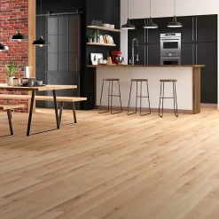 GoodHome Parquet contrecollé clipsable Padillac L 119cm en chêne français verni naturel
