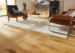 GoodHome Parquet contrecollé clipsable Visby M en chêne verni blond rustique