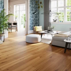 GoodHome Parquet contrecollé clipsable Visby XL en chêne verni blond rustique