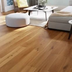 GoodHome Parquet contrecollé clipsable Visby XL en chêne verni blond rustique